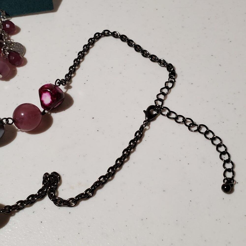 Unbranded Fuchsia Beaded Necklace Earring Costume Jewelry Set - Picture 6 of 11